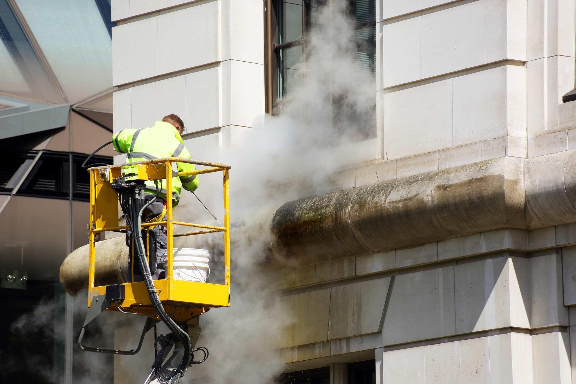 Fassade wird dampfgestrahlt